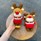 Handmade Crochet Reindeer Keychain - Cute Christmas Bag Charm & Holiday Gift