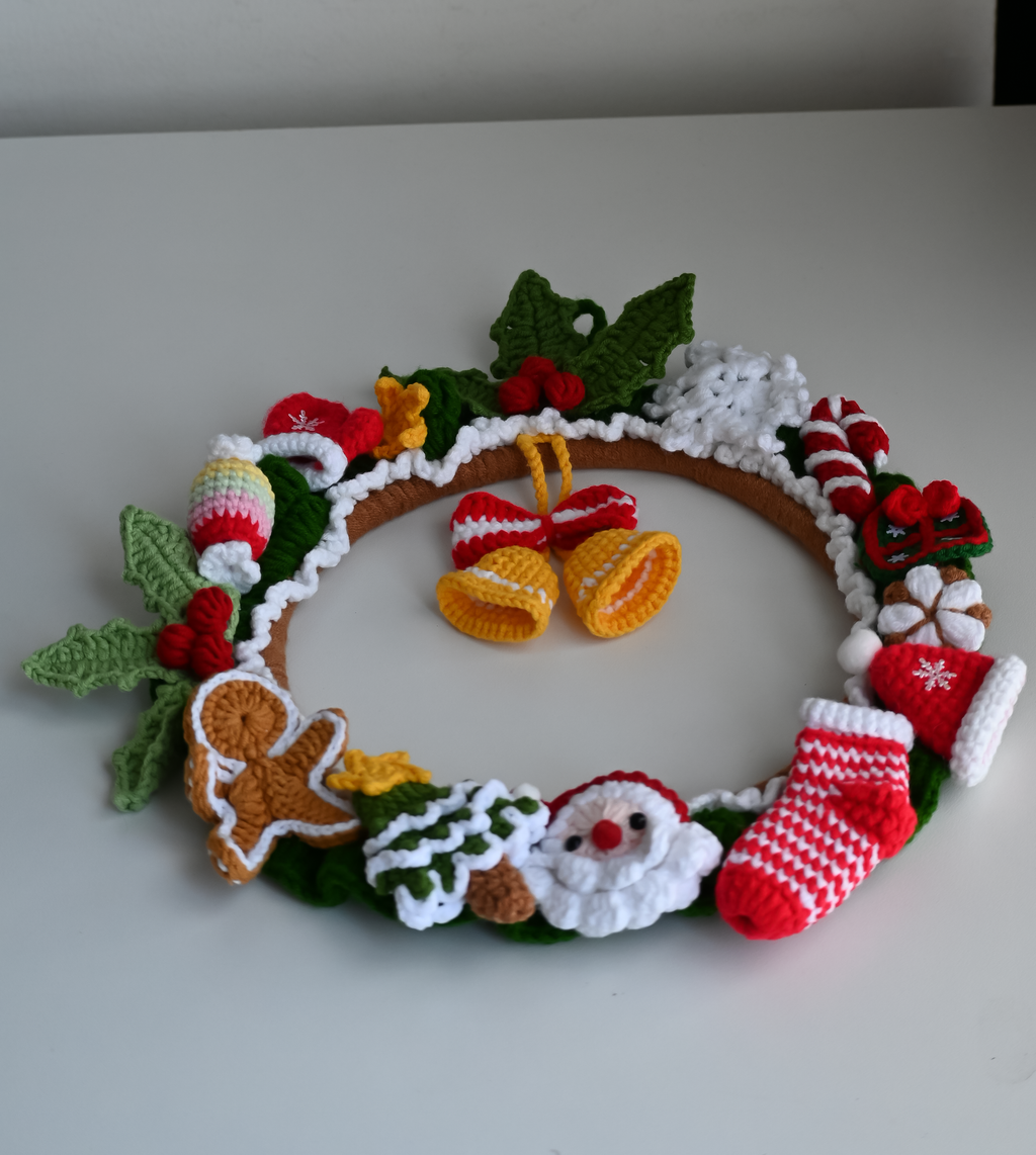 Macrame Christmas Wreath - Handmade Xmas Door Hanger, Homemade Decor