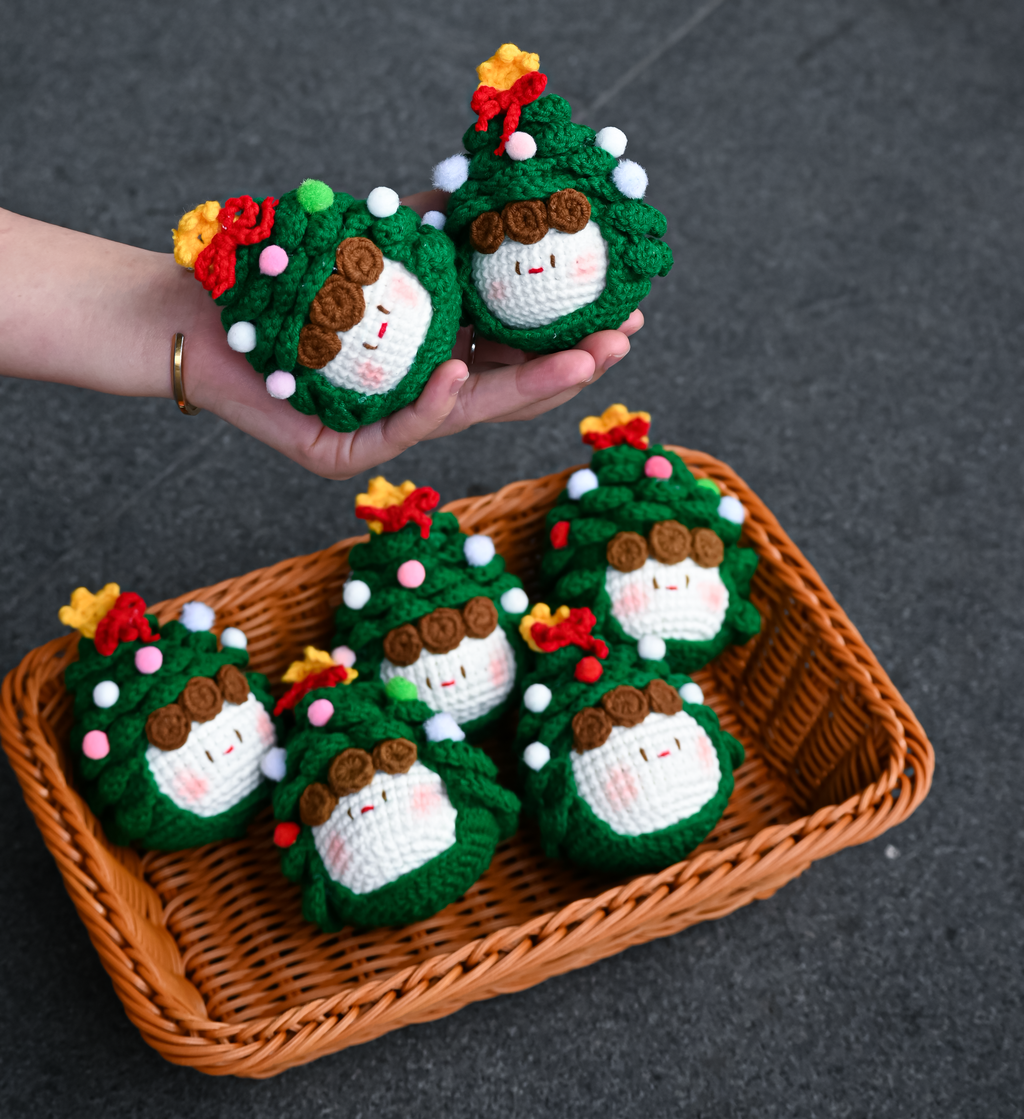 Crochet Christmas Tree Mochi - Handmade Cozy Holiday Decor