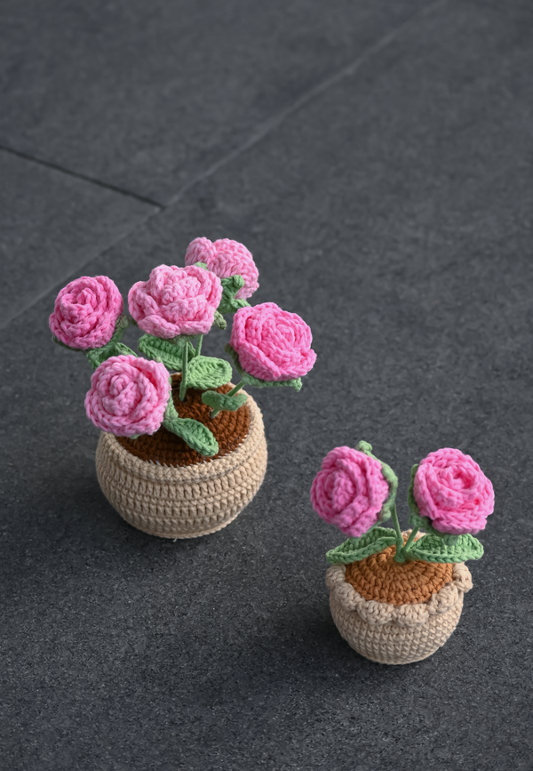 Cute Rose Plant Pot – Handmade Desk Decor