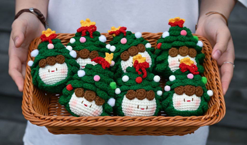 Crochet Christmas Tree Mochi - Handmade Cozy Holiday Decor