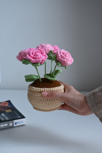Cute Rose Plant Pot – Handmade Desk Decor