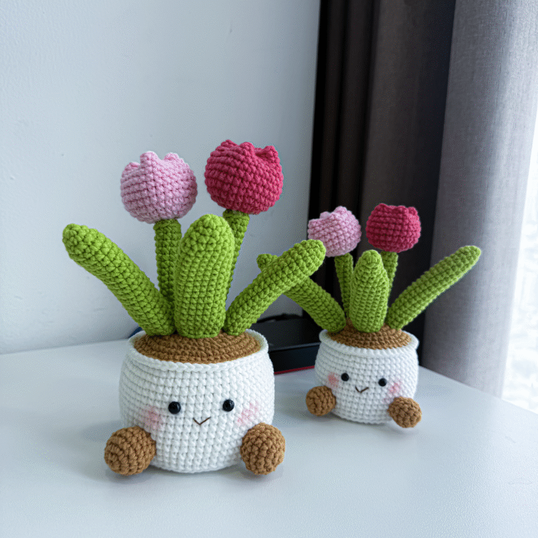 Handmade Knitted Tulip Pot