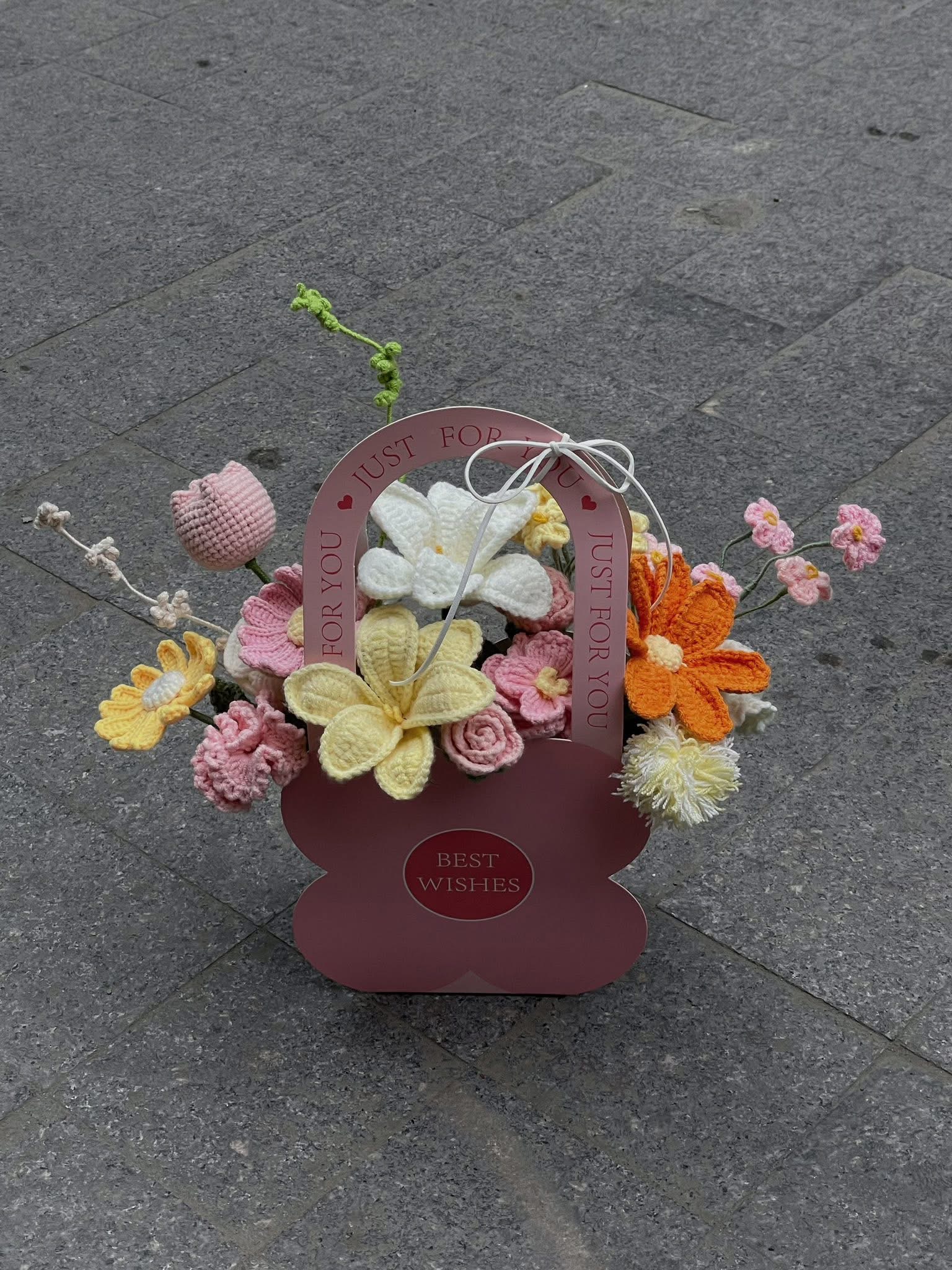 Crochet Flower Basket - Romantic Couple Gift