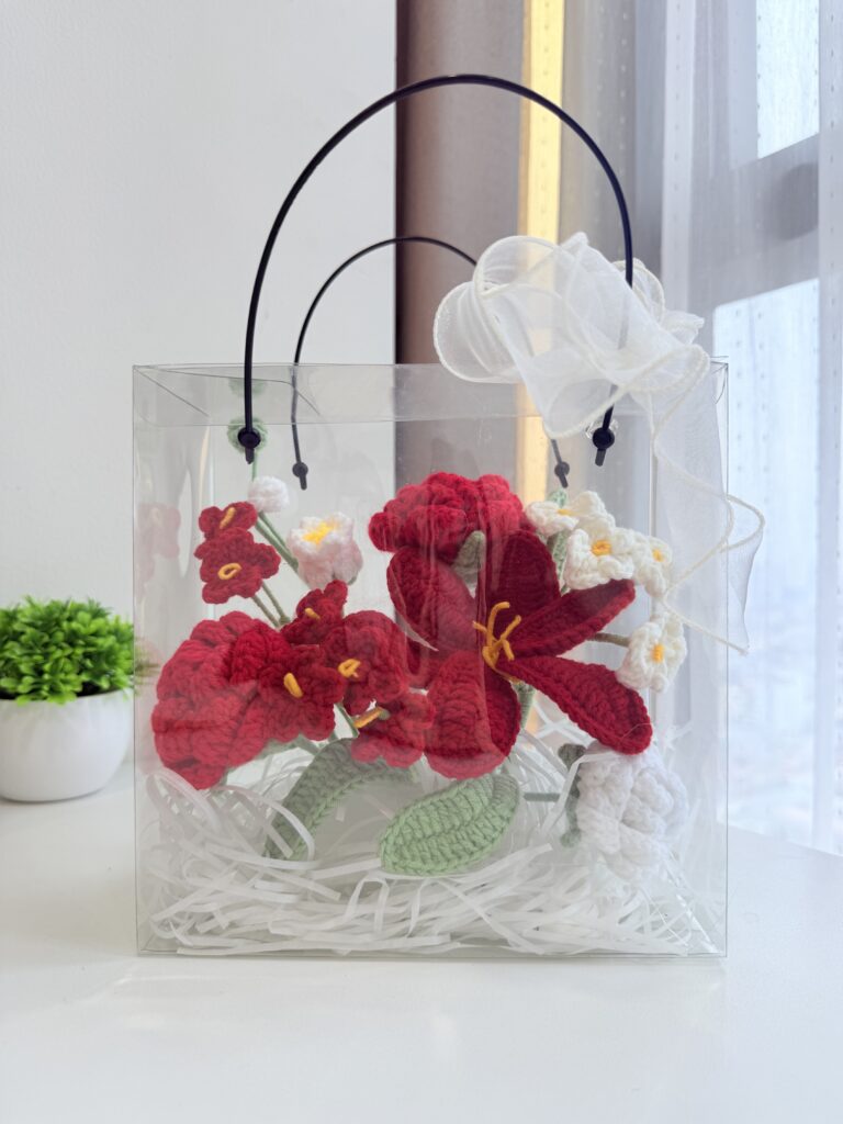 Handmade crochet rose – the perfect Flower for Your Loved One, symbolizing eternal love and romance.