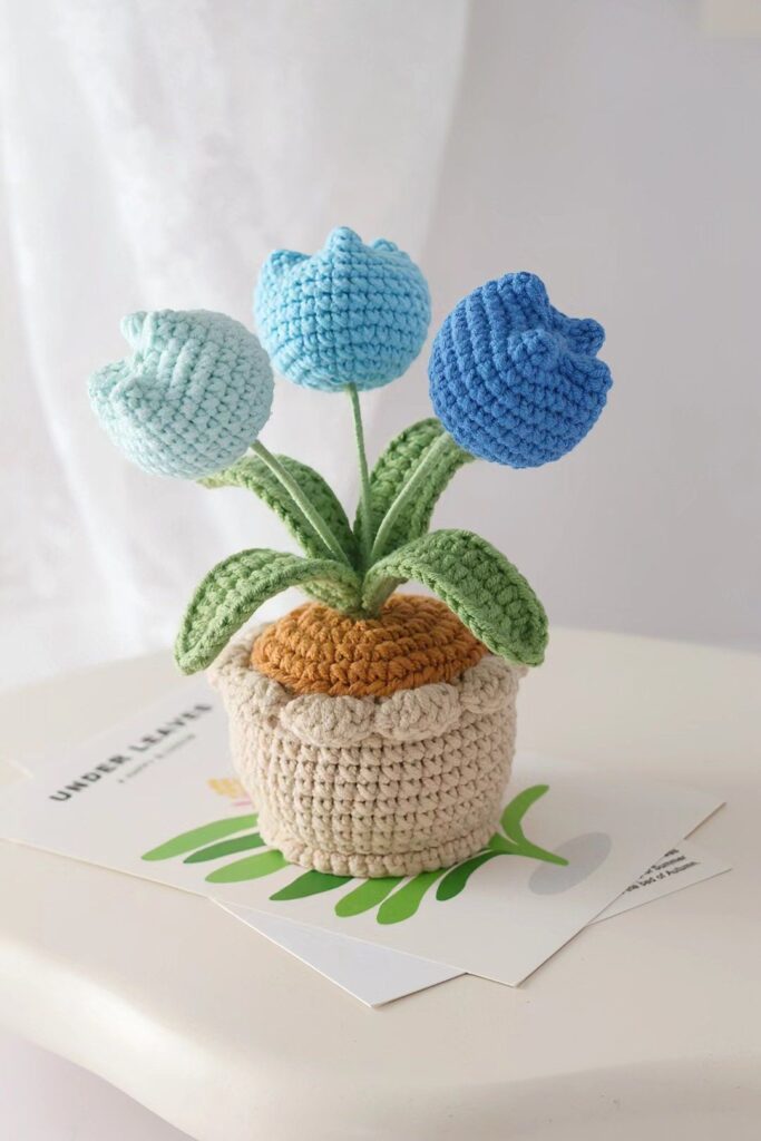 Handmade Knitted Tulip Pot